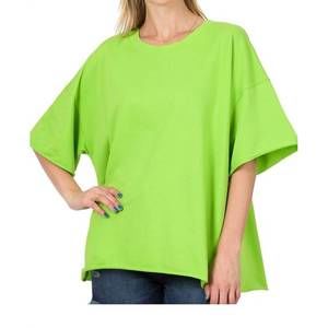 NEW ZENANA oversized raw edge top in green